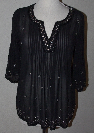 +MBA #3030-339    "Bila Black Embelished Blouse"