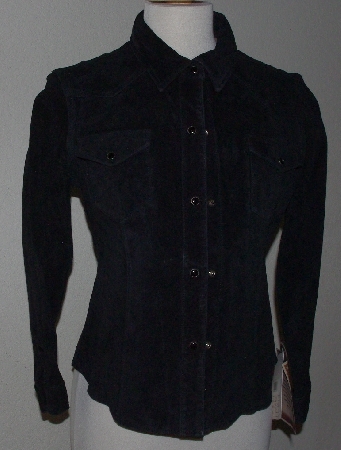 +MBA #2929-266  "1990's Scully Ladies Black Washable Suede Shirt"