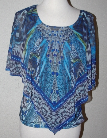 +MBA #3030-0120  "One World Teal Printed Chiffon Top With Matching Knit Tank"