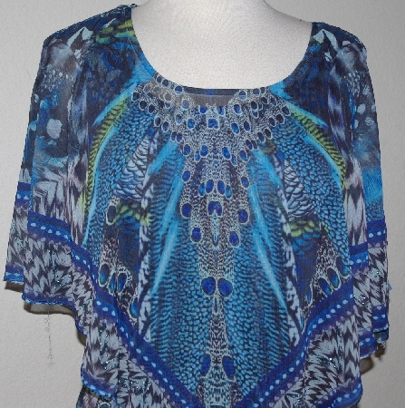 +MBA #3030-0120  "One World Teal Printed Chiffon Top With Matching Knit Tank"