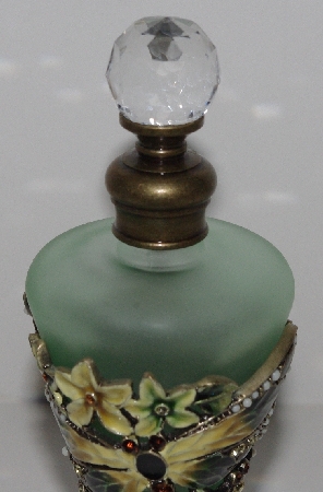 +MBA #3030-127  "Jeweled Green Glass Dragonfly  Perfume Bottle"