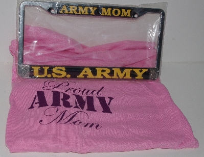 +MBA #3030-0166  "Rothco Pink Proud Army Mom T-Shirt & License Plate Cover Set"