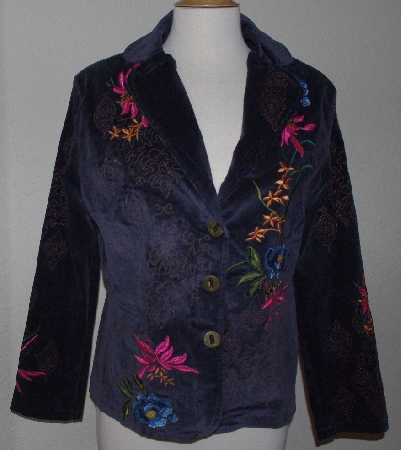 +MBA #3030-0037   "Paparazzi Navy Embroidered Corduroy Blazer"