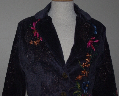 +MBA #3030-0037   "Paparazzi Navy Embroidered Corduroy Blazer"