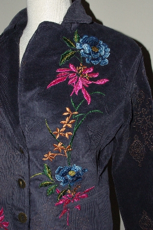 +MBA #3030-0037   "Paparazzi Navy Embroidered Corduroy Blazer"