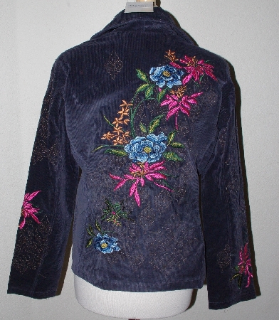 +MBA #3030-0037   "Paparazzi Navy Embroidered Corduroy Blazer"