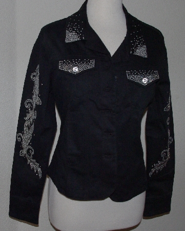 +MBA #3030-0032  "Isaacs Designs Silverthorn Black Twill/Denim Embellished Jacket"