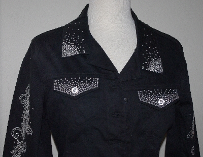 +MBA #3030-0032  "Isaacs Designs Silverthorn Black Twill/Denim Embellished Jacket"