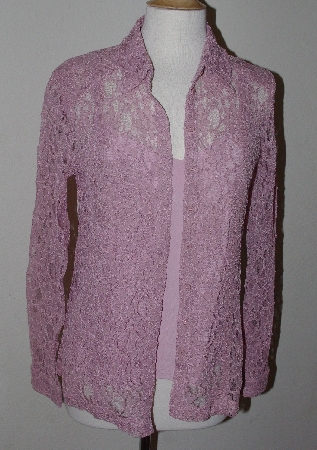 +MBA #3030-0047  "Motto Pink Button Front Lace Shirt With Camisole"