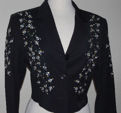 +MBA #3030-0079  "Manuel Collection Black  Gaberdine Embellished Short Jacket"