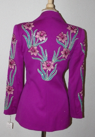 +MBA #3030-0061  "Rickrageous One Of A Kind  Magenta Daffodil Embroidered Blazer"