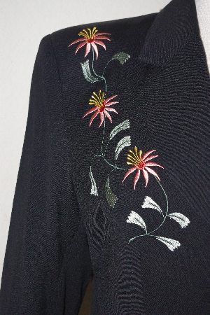 +MBA #3030-0087   "Manuel Collect Black Gaberdine Floral Embroidered Short Jacket"