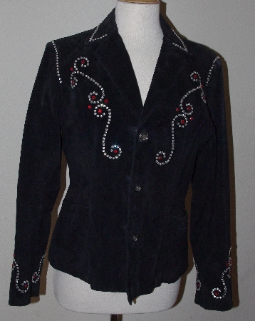 +MBA #3030-307   "Cripple Creek Black Suede Rhinestone Embellished Jacket"