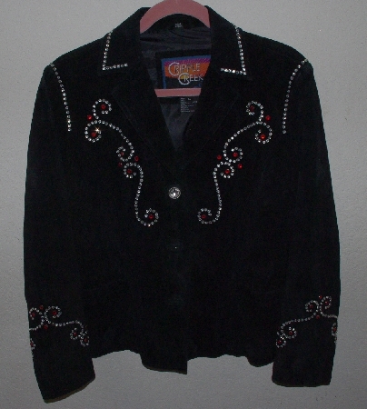 +MBA #3030-307   "Cripple Creek Black Suede Rhinestone Embellished Jacket"