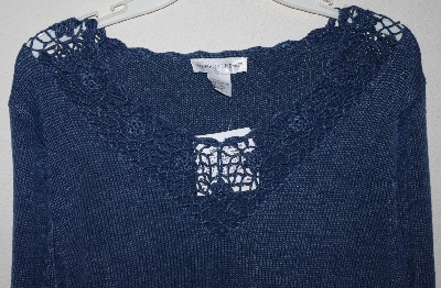 +MBA #3030-354   "Newport News Blue Tie Bottom Knit Sweater"