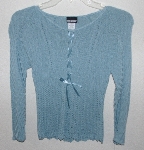 +MBA #3030-383    "Joe Boxer Blue Knit Ribbon Front Sweater"