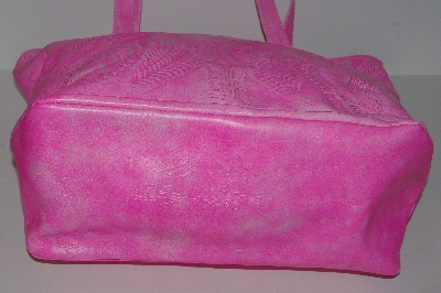 +MBA #3030-0097  "Labrado Pink  Leather Hand Tooled Distressed Double Handle  Large Tote Bag"