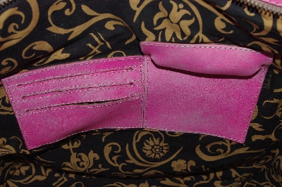 +MBA #3030-0097  "Labrado Pink  Leather Hand Tooled Distressed Double Handle  Large Tote Bag"