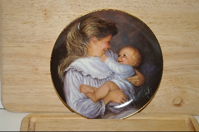 +MBA #8-200  "1988 "Once Upon A Smile" By Artist Sue Etem With Matching Pink Stained Glass Faced Oak Frame