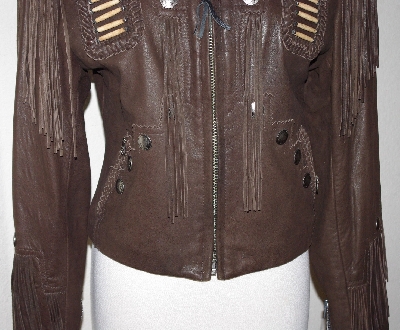 +MBA #3131-712   "Tribe Chocolate Brown Leather Ladies Warrior Jacket"