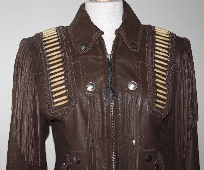 +MBA #3131-712   "Tribe Chocolate Brown Leather Ladies Warrior Jacket"