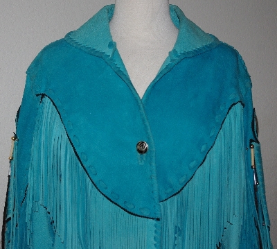 +MBA #3131-694   "Appaloosa Trading Fancy Turquoise Blue Suede Jacket"