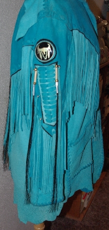 +MBA #3131-694   "Appaloosa Trading Fancy Turquoise Blue Suede Jacket"