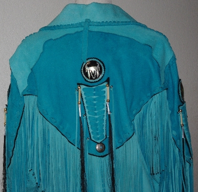 +MBA #3131-694   "Appaloosa Trading Fancy Turquoise Blue Suede Jacket"