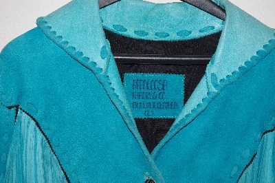 +MBA #3131-694   "Appaloosa Trading Fancy Turquoise Blue Suede Jacket"