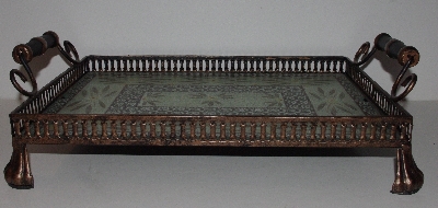 +MBA #3131-0817   "Temptations Brown Old World Serving Tray With Glass Insert"