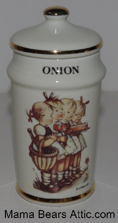 +MBA #3131-0295  "1987 M. J. Hummel "Onion" Porcelain Spice Jar"