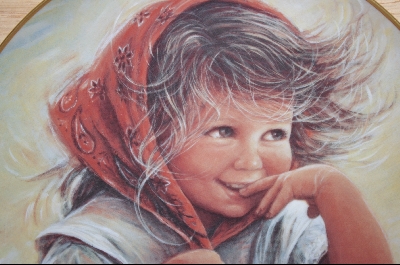 +MBA #5-047  "1982 "Wendy" By Artist Sue Etem & Comes With A 13" Oak Round Plate Frame