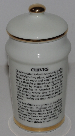 +MBA #3131-377  "1987 M.J. Hummel "Chives" Porcelain Spice Jar"