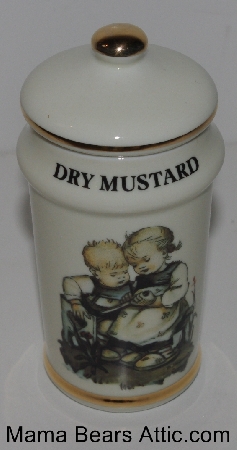 +MBA #3131-391  "1987 M.J. Hummel "Dry Mustard" Porcelain Spice Jar" 