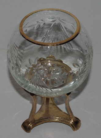 +MBA #3131-0187  "Brass & Glass Candle Holder/Vase"