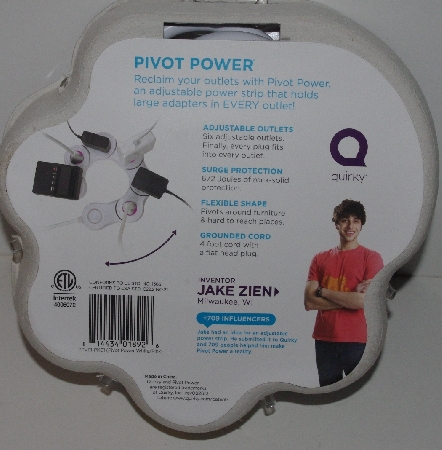 "MBA #3131-0067  "Quirky Pivot Power Flexible Surge Protector Pink & White"