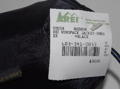 +MBA #3232-341   REI Unisex Wind Pack Medium Black Jacket "