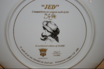 +MBA #5-051  "1985 "Jed" By Artist Sue Etem Also Comes With a Round 13" Solid Oak Plate Frame