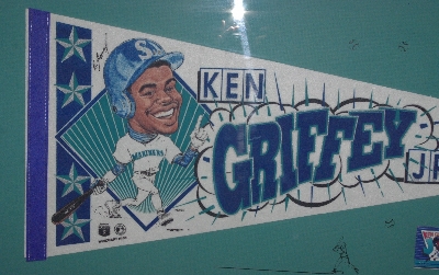 +MBA #3232-184   "1990's Framed Ken Griffey Jr.  Autographed Pennant & Baseball Cards"+