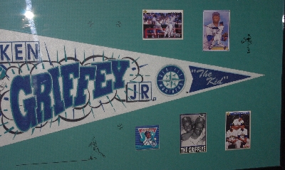 +MBA #3232-184   "1990's Framed Ken Griffey Jr.  Autographed Pennant & Baseball Cards"+