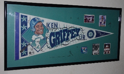 +MBA #3232-184   "1990's Framed Ken Griffey Jr.  Autographed Pennant & Baseball Cards"+
