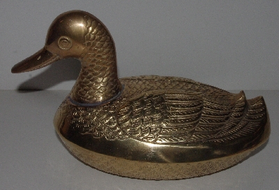 +MBA #3131-0114  "Vintage Leonard Silver Mfg Co Brass Mallard Duck Trinket Box"