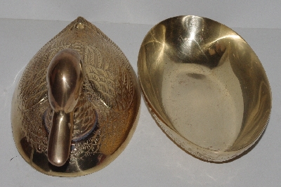 +MBA #3131-0114  "Vintage Leonard Silver Mfg Co Brass Mallard Duck Trinket Box"
