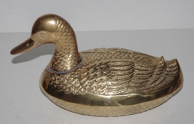 +MBA #3131-0114  "Vintage Leonard Silver Mfg Co Brass Mallard Duck Trinket Box"