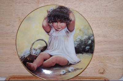 +MBA #5-058  "1982 "Jamie" By Artist Sue Etem Comes With A Solid Oak Octagon Shaped Glass Faced Plate Frame.