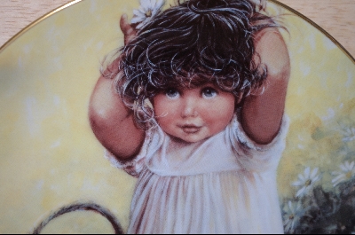 +MBA #5-058  "1982 "Jamie" By Artist Sue Etem Comes With A Solid Oak Octagon Shaped Glass Faced Plate Frame.