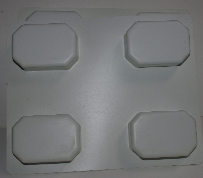 +MBA #3333-516   "Set Of 2 Fancy Rectangle 4 Part White Plastic Soap Molds"