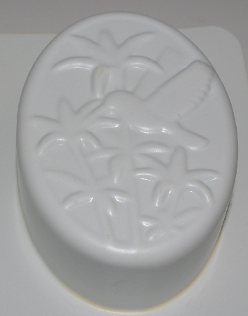 +MBA #3333-569  "Set Of 3 Oval Hummingbird 4 Part White Plastic Soap Molds"