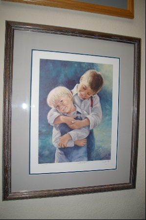 +MBA #8-035  " Rare 1987 "The Boys" Lithograph By Artist Sue Etem Custom Framed