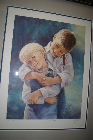 +MBA #8-035  " Rare 1987 "The Boys" Lithograph By Artist Sue Etem Custom Framed